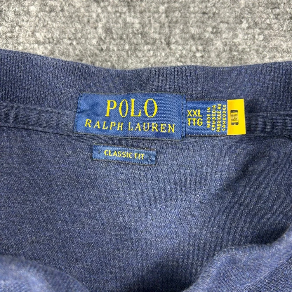 Polo Ralph Lauren Polo Shirt Mens XXL Navy Blue Long Sleeve Classic Fit Pony